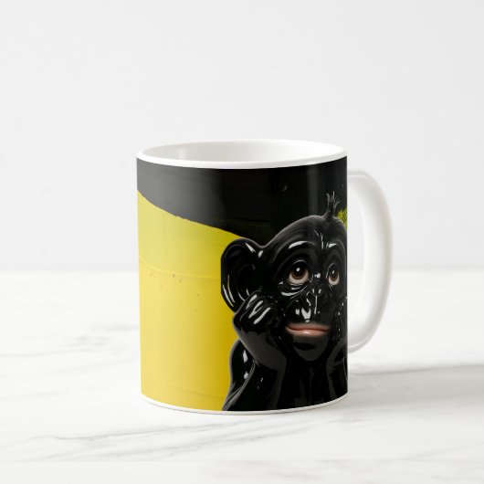 Glossy Black Chimp Kaffeetasse (VorderseiteRechts)