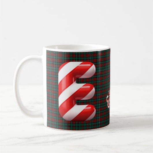 Glossy Candy Cane Striped Christmas Letter E Kaffeetasse (Links)