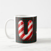 Glossy Candy Cane Striped Christmas Letter U Kaffeetasse (Links)