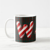 Glossy Candy Cane Striped Christmas Letter W Kaffeetasse (Links)