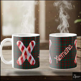 Glossy Candy Cane Striped Christmas Letter X Kaffeetasse