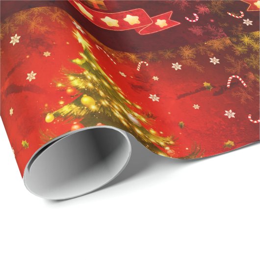 Glossy Christmas Tree Wrapping Paper Geschenkpapier (Rolleneckpunkt)