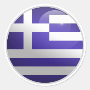 Glossy Circle Flag Griechenland Runder Aufkleber