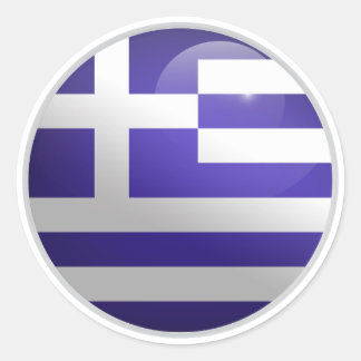 Glossy Circle Flag Griechenland Runder Aufkleber
