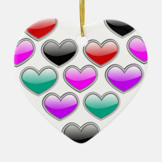 Glossy Colored Hearts Weihnachtsschmuck (Vorne)