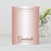 Glossy Coral Blush Pink Gold Glitzer Abschluss Ankündigung (Stehend Vorderseite)