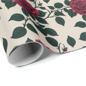 Glossy Crimson Roses With Dark Green Leaves Geschenkpapier (Rolleneckpunkt)