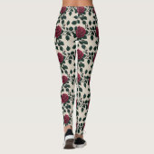 Glossy Crimson Roses With Dark Green Leaves Leggings (Rückseite)