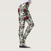 Glossy Crimson Roses With Dark Green Leaves Leggings (Rechts)