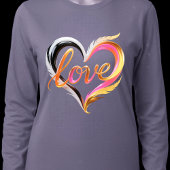Glossy Cursive Love Heart Swirls Abstract T-Shirt