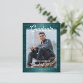 Glossy Dark Blue Green Abschluss Ankündigung Postkarte (Stehend Vorderseite)