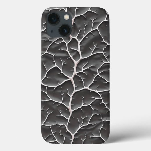Glossy Dark Gray iPhone Case Branch Texture (Rückseite)