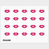 Glossy Dark Pink Lips Round Stickers (Blatt)