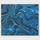 Glossy Deep Blue Marmor Geschenkpapier (Flach)