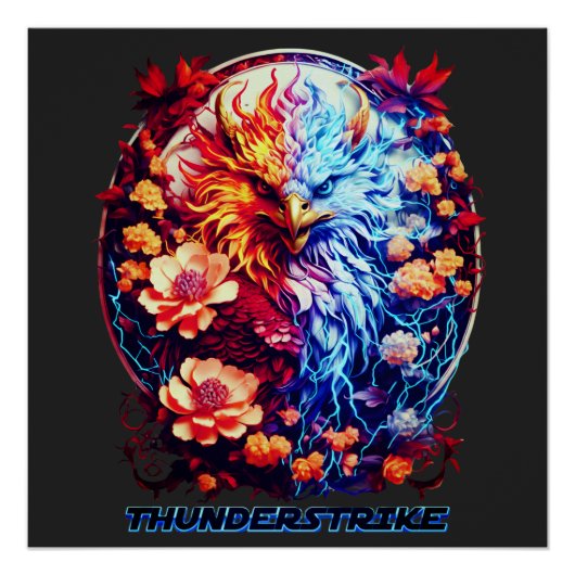 Glossy Electric Neon Eagle  Poster (Vorderseite)