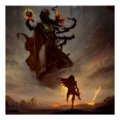 Glossy Fantasy Poster mit Warrior & Dark Beast (Vorderseite)