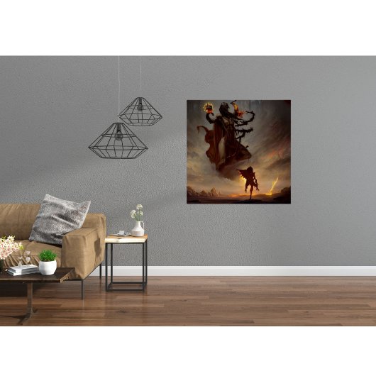 Glossy Fantasy Poster mit Warrior & Dark Beast