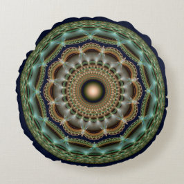 Glossy Fraktal rund um brillante Ornamente Rundes Kissen