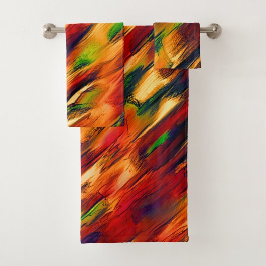 Glossy gefärbt von rot bis orange, ein wenig grün badhandtuch set (Insitu)