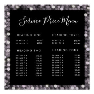 Glossy Glam Service Price List Menü Bearbeiten Dru Poster