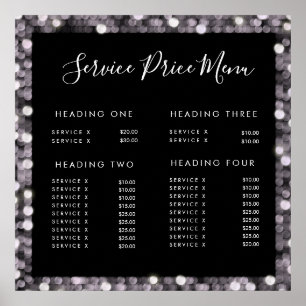 Glossy Glam Service Price List Menü Bearbeiten Dru Poster