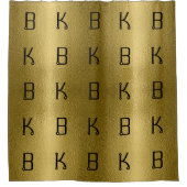 Glossy Gold Metal Texture Initials Personalisiert Duschvorhang (Vorderseite)