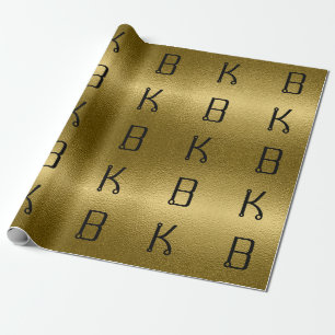 Glossy Gold Metal Texture Personalisierte Initiale Geschenkpapier