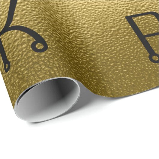 Glossy Gold Metal Texture Personalisierte Initiale Geschenkpapier (Rolleneckpunkt)