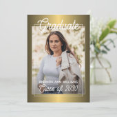 Glossy Gold Minimalistisch Abschluss Ankündigung (Stehend Vorderseite)