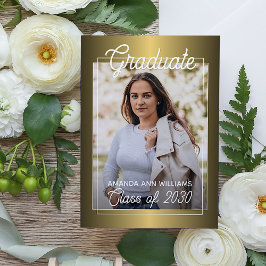 Glossy Gold Minimalistisch Abschluss Ankündigung Postkarte