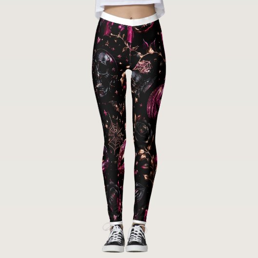 Glossy Gothic Halloween Glam Leggings (Vorderseite)
