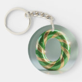 Glossy Green Gold Glitter Striped Letter O Schlüsselanhänger (Vorderseite)