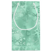 Glossy Green Romantic Hearts Pattern Kleine Geschenktüte (Rückseite)