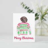 Glossy Grizzly Ugly Christmas Sweater Postkarte (Stehend Vorderseite)