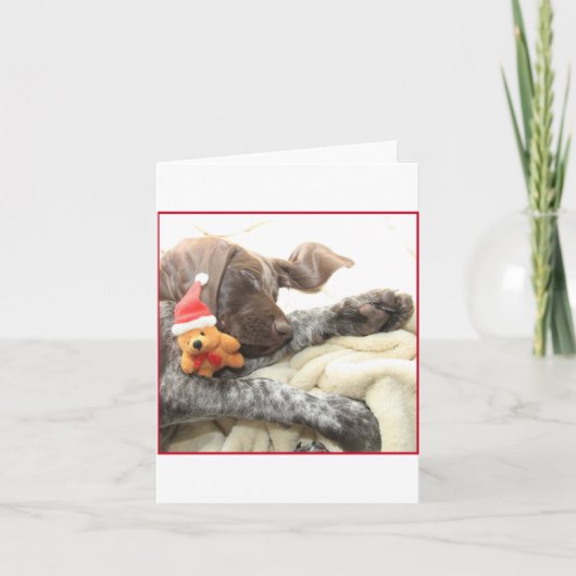 Glossy Grizzy Christmas Pointer Feiertagskarte (Vorderseite)