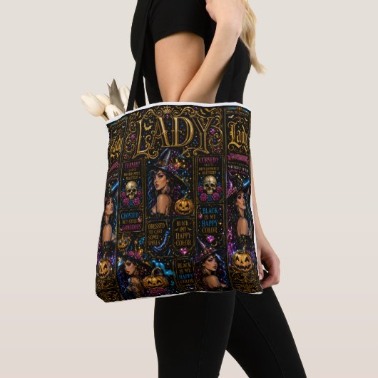 Glossy Halloween Lady Witch Collage Tote Bag Tasche (Von Nahem)