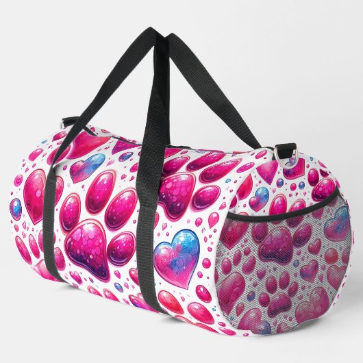 Glossy Heart Bubble Pattern Travel Duffle Bag (Rechte Ecke)