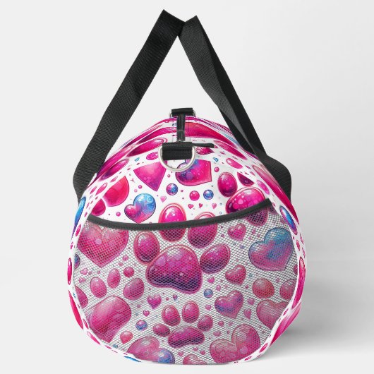 Glossy Heart Bubble Pattern Travel Duffle Bag (Rechts)