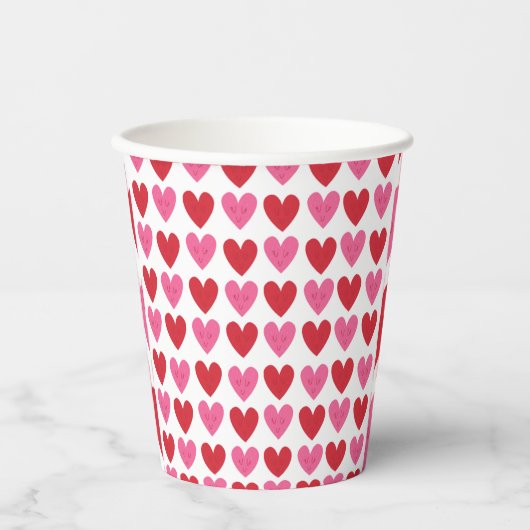 Glossy Heart Design Paper Cups Pappbecher (Vorderseite)