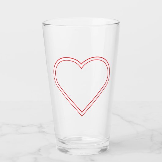 Glossy Heart Glass Tumbler - Elegante Liebe (Vorderseite)