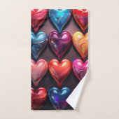 Glossy Hearts Badhandtuch Set (Handtuch)