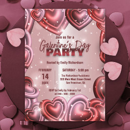 Glossy Hearts mit dem Galentiner-Tag-Party der Gli Einladung