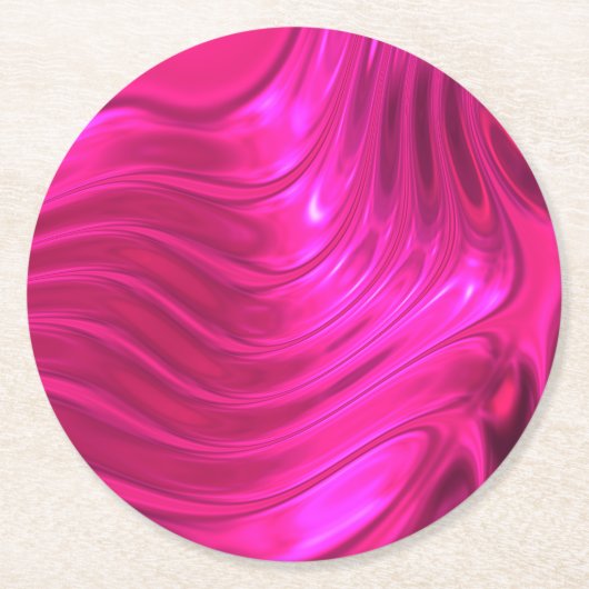 Glossy Hollywood Cerise Super Pink Runder Pappuntersetzer (Vorderseite)