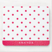 Glossy Hot Pink POLKA DOTS PERSONALISIEREN IHREN N Mousepad (Vorne)