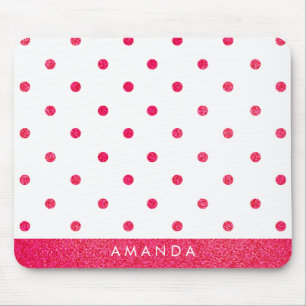 Glossy Hot Pink POLKA DOTS PERSONALISIEREN IHREN N Mousepad