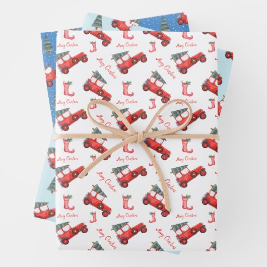 Glossy Kids Spaß Weihnachtswagen Geschenkpapier Set (Beispiel)