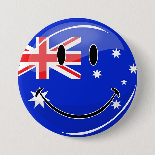 Glossy Lächeln australische Flagge Button (Vorderseite)