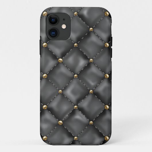 Glossy Leder Textur mit Gold Perlen Case-Mate iPhone Hülle (Rückseite)