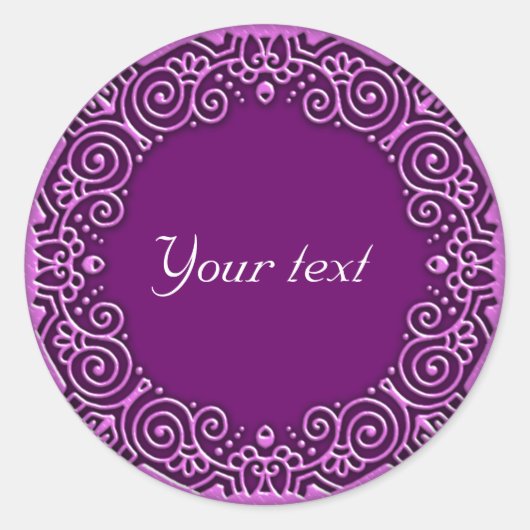 Glossy lilac Ornament Runder Aufkleber (Vorderseite)