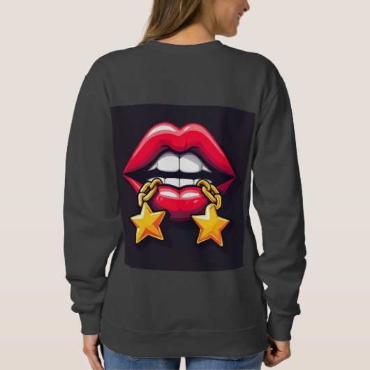 Glossy Lips Illustration Sweatshirt (Rückseite)